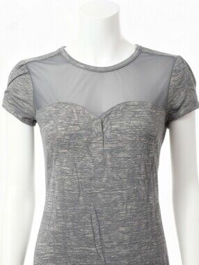 Candie's Olive Heather Short Sleeve Top with Sheer Yoke
